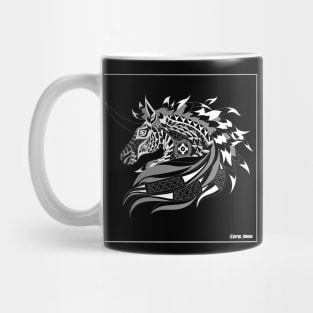 the mustang unicorn horse in ecopop zentangle pattern tattoo wallpaper Mug